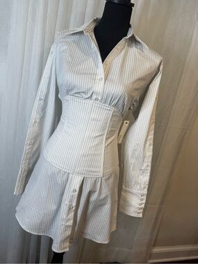 Steele Gianni tailored Corset Button Up pinstripe Shirtdress
